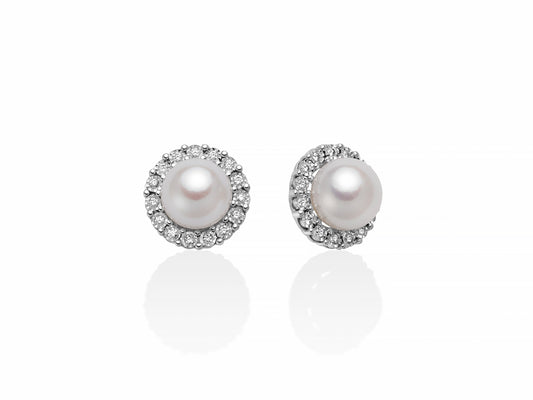 Pendientes Perlas 7mm y Diamantes Premium PER2382