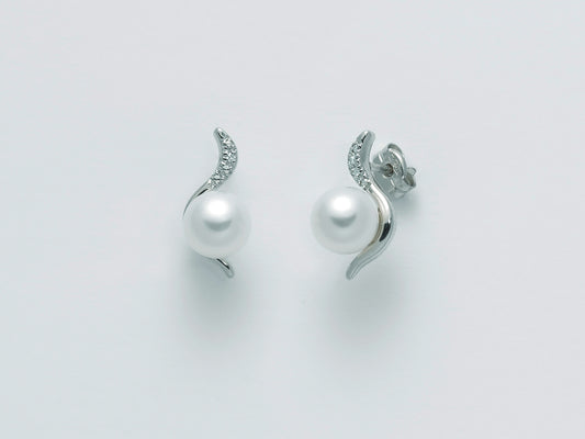 Aretes de perlas de 7 mm con diamantes PER2425