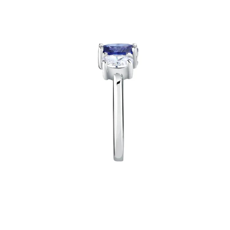 Anillo de Acero con Cristales Blancos y Azules SAVY21