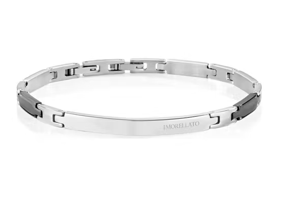 Bracciale Uomo Alfa Acciaio e Nero SAEV37