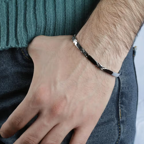 Bracciale Uomo Alfa Acciaio e Nero SAEV37