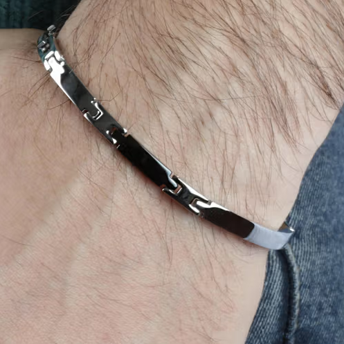 Bracciale Uomo Alfa Acciaio e Nero SAEV37