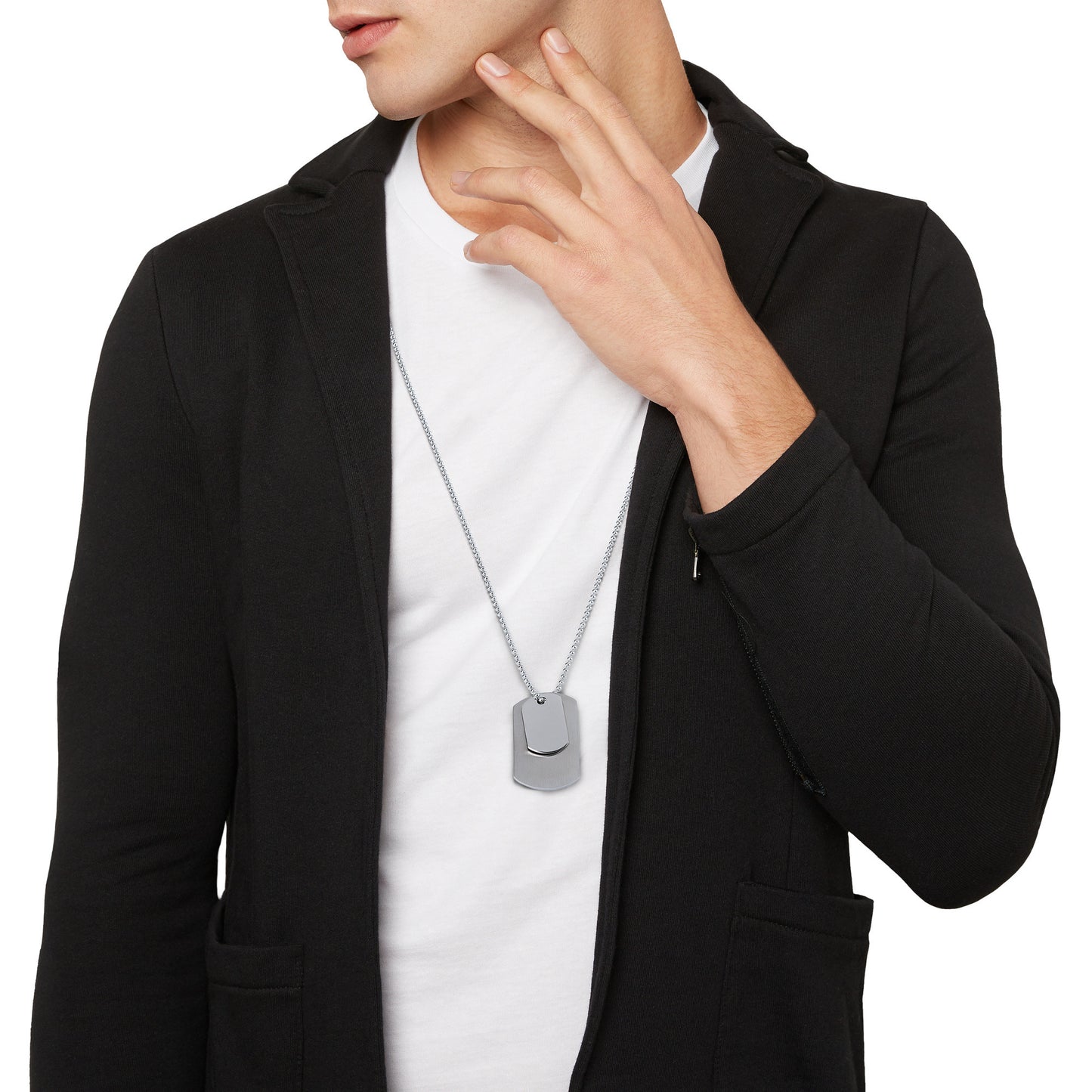 Collar de Hombre B Tag con Plaquetas de Acero TJ2874