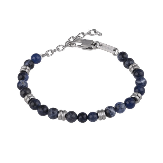 Pulsera Artha Hombre Piedras Naturales Azul Sodalita y Plata TJ2882