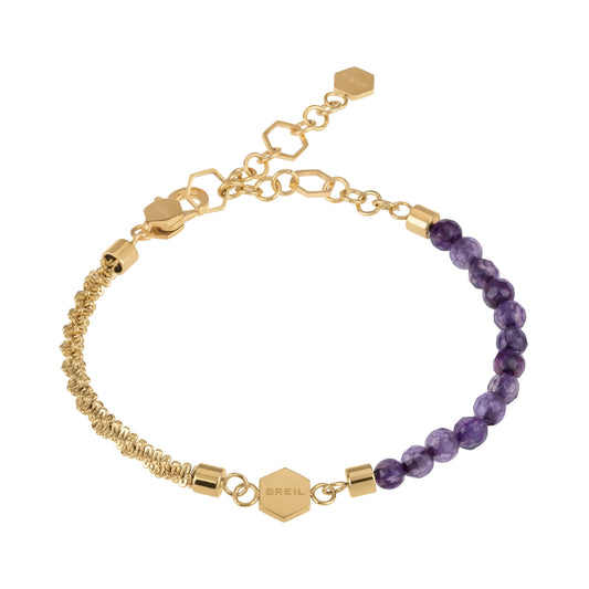 Pulsera Kaleido Dorado y Amatista Morada TJ2999