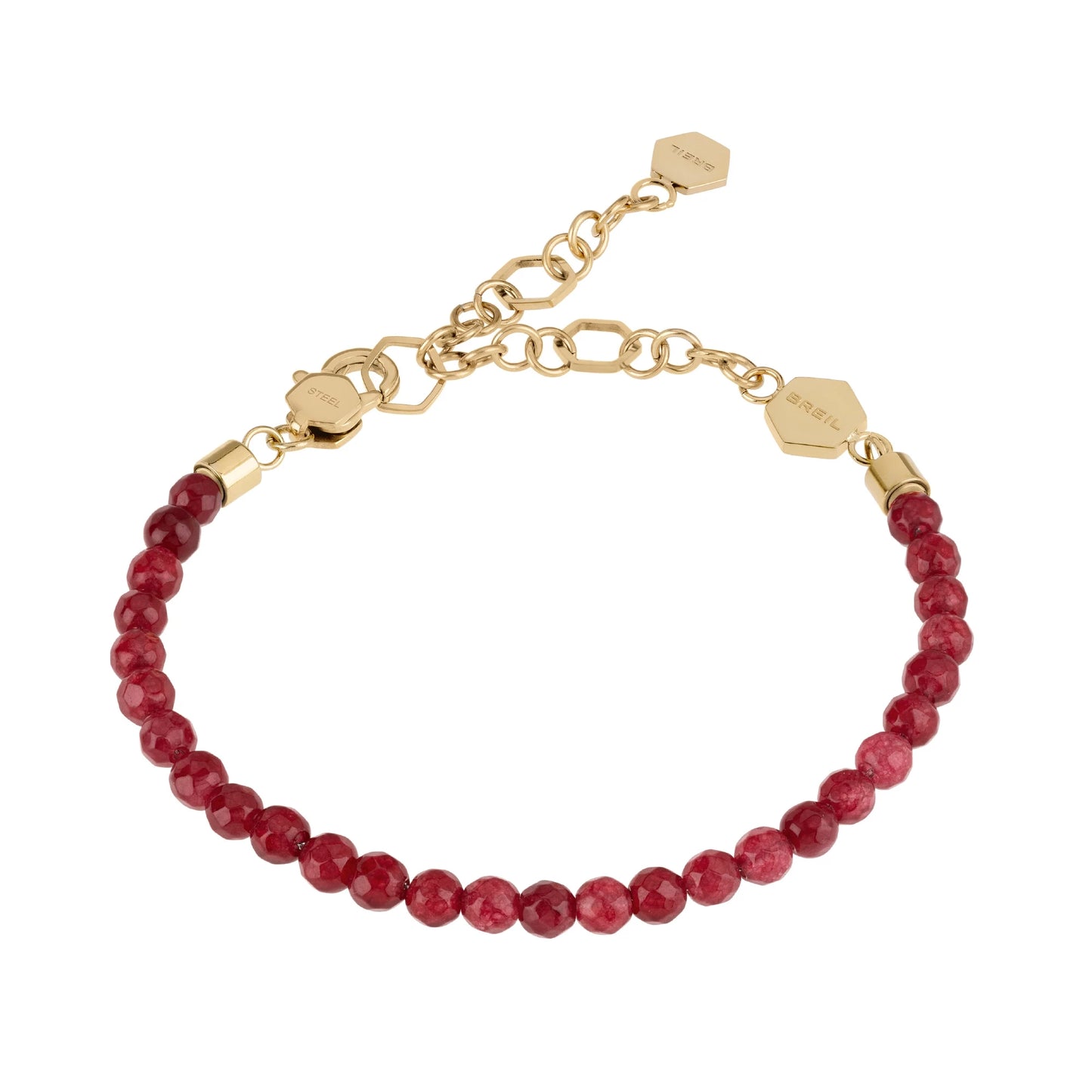 Pulsera Kaleido Dorado y Ágata Roja TJ3001