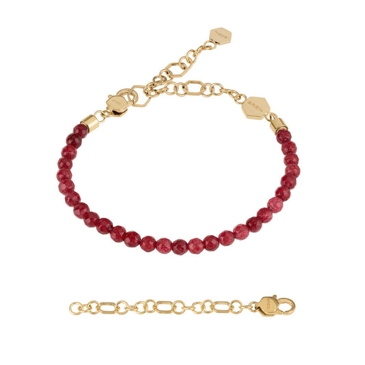 Pulsera Kaleido Dorado y Ágata Roja TJ3001