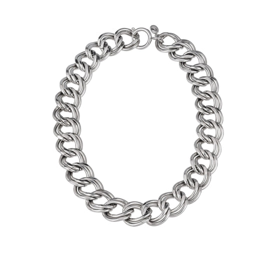 Hiper plata collar de cadena de doble círculo TJ3042