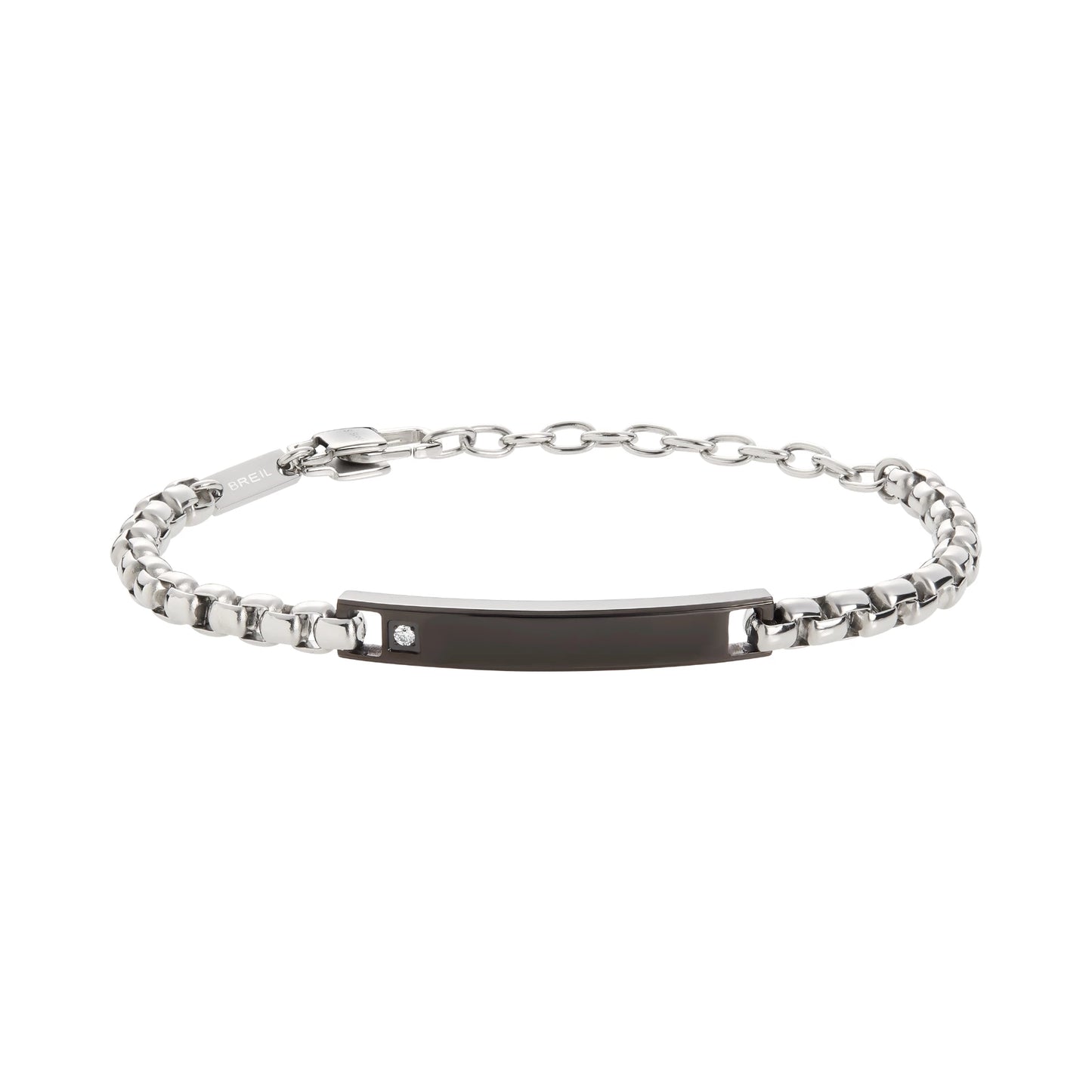 Pulsera Tag And Cross Hombre Plata y Negro TJ3221