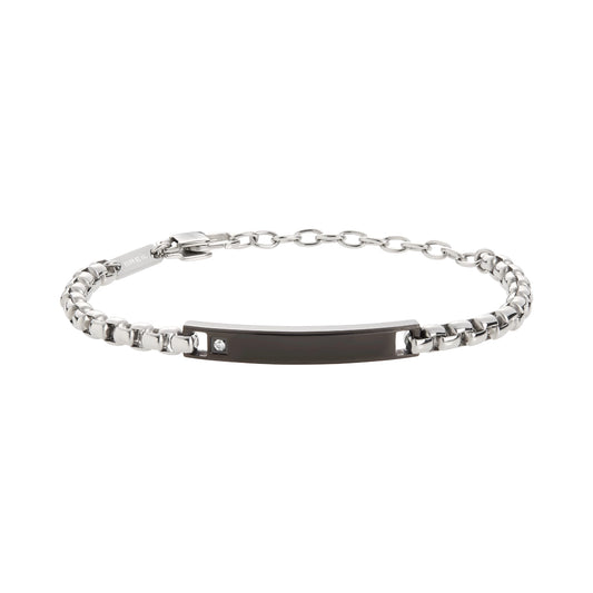 Bracciale Uomo Tag And Cross Silver e Nero TJ3221