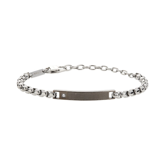 Pulsera Hombre Tag And Cross Plata Gris TJ3226 