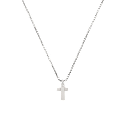 Collar Tag And Cross Hombre Plata TJ3228