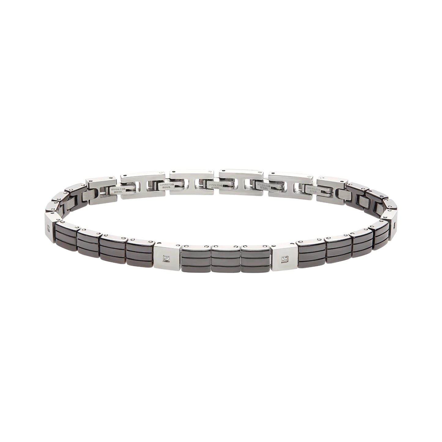 Pulsera Ceramic Brick Plata y Negro Hombre TJ3270