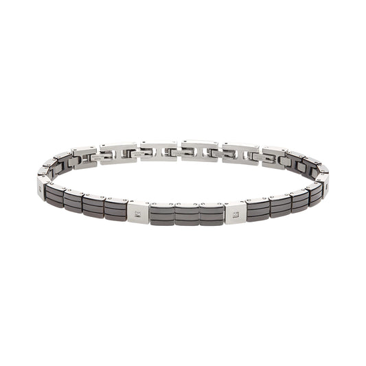 Bracciale Uomo Ceramic Brick Silver e Nero TJ3270