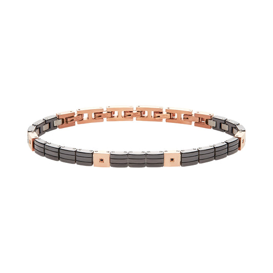 Pulsera Hombre Ceramic Brick Negro y Rosas TJ3271