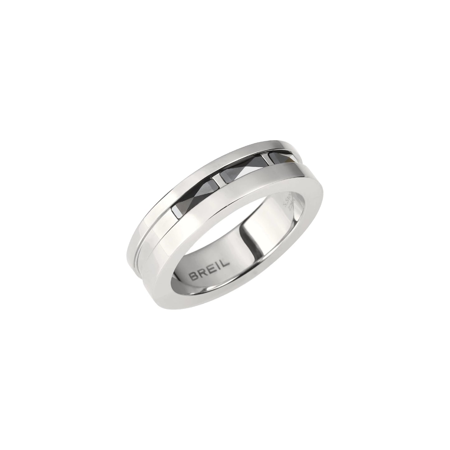 Anello Uomo Ceramic Brick Silver e Nero TJ3276