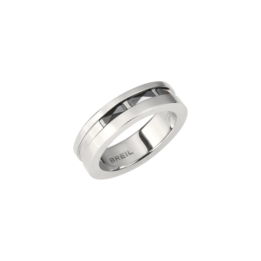 Anillo de Hombre Ceramic Brick Plata y Negro TJ3276