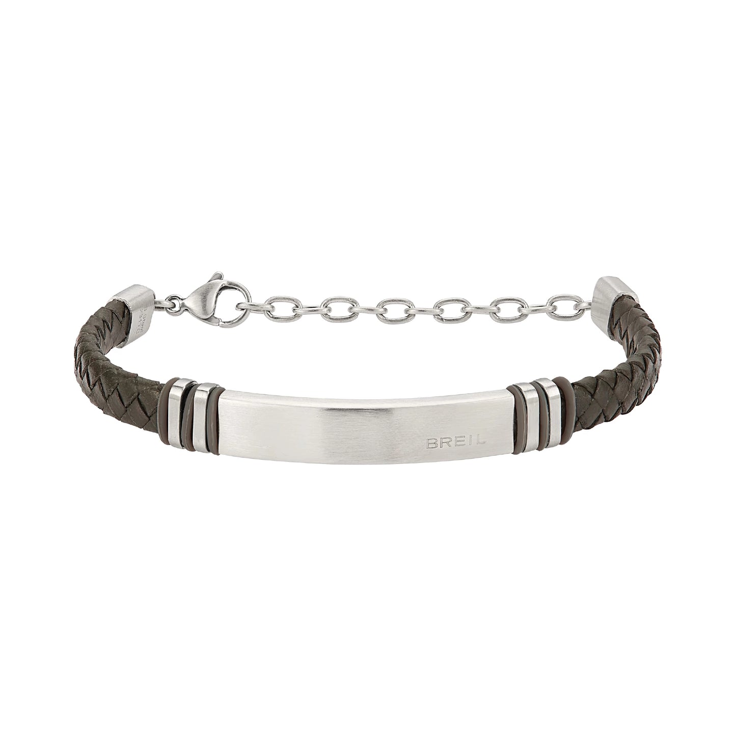 Pulsera Hombre Cordón de Cuero Marrón y Acero TJ3358