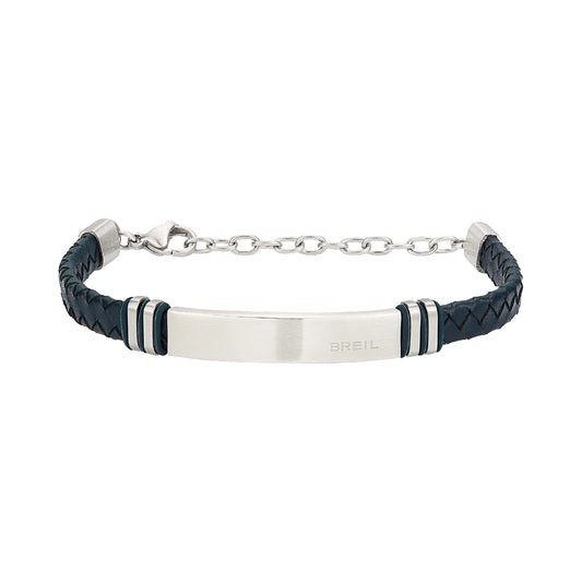 Bracciale Uomo Leather Twine Blu e Acciaio TJ3359