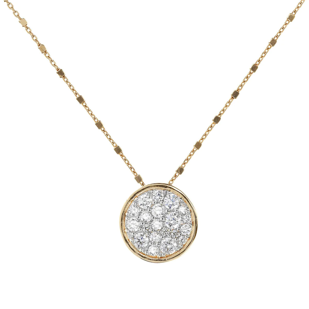 Collana Dorata con Pendente Tondo in Pavé Bianchi WSBZ01028Y.WY