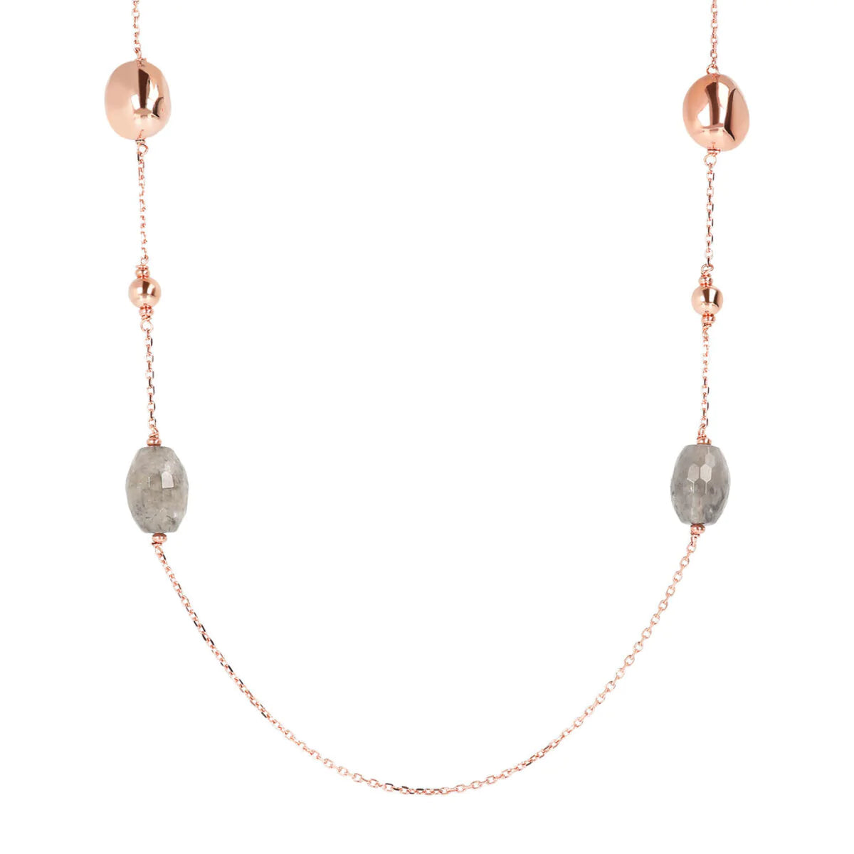 Collana Station con Quarzo Cloudy e Pepite Golden Rose WSBZ01814.GR