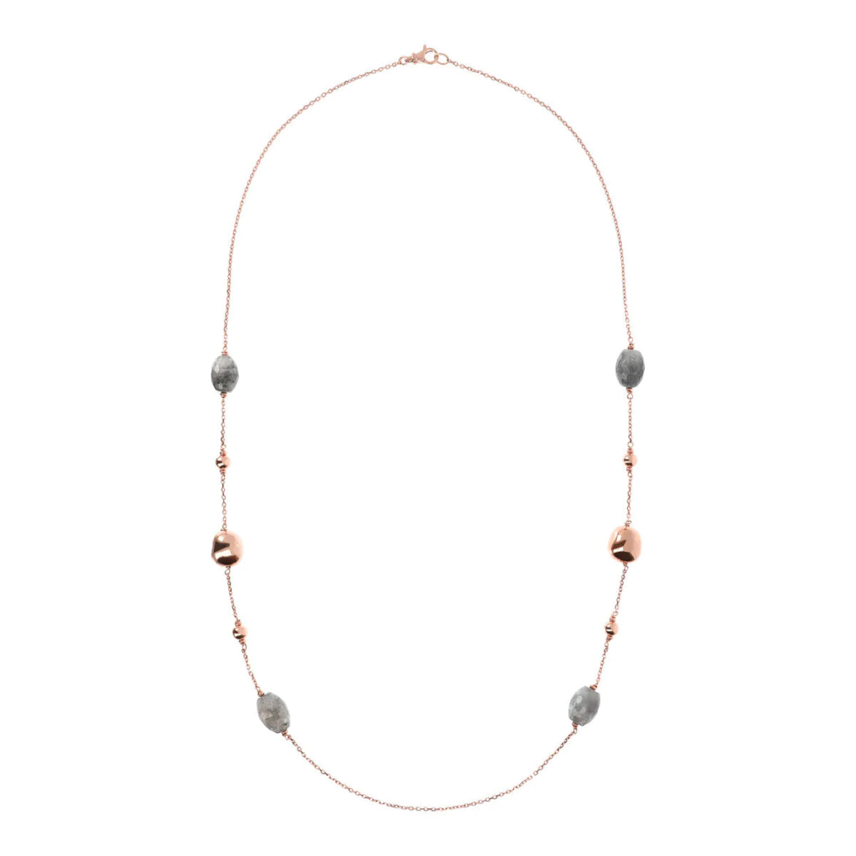 Collana Station con Quarzo Cloudy e Pepite Golden Rose WSBZ01814.GR