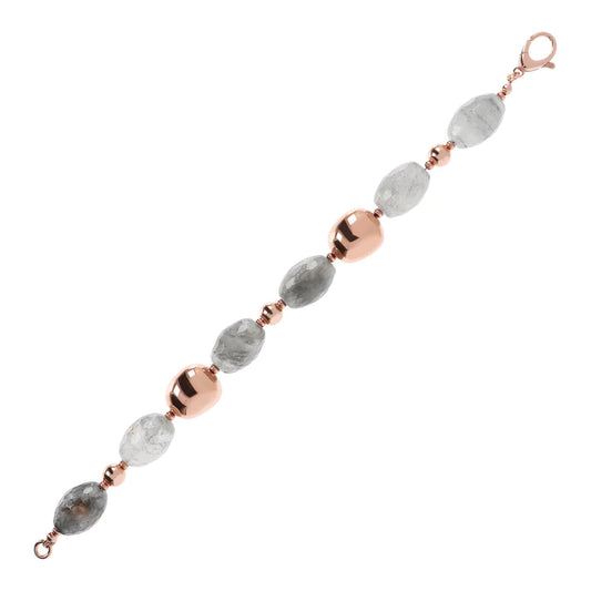 Pulsera con Cuarzo Cloudy y Pepitas de Oro Rosa WSBZ01816.GR