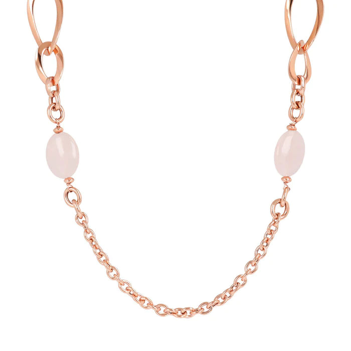 Collana Catena Rolò Ovale e Pietra Naturale WSBZ01955.RQ
