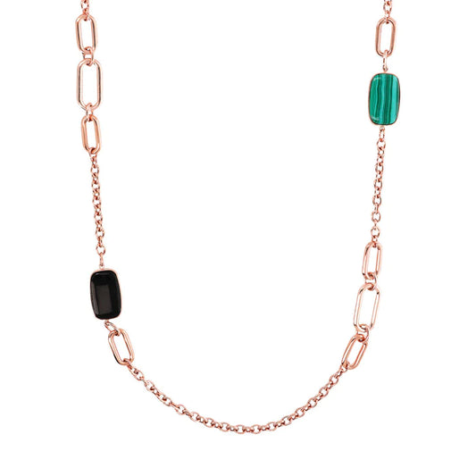 Collana Lunga con Pietre Naturali Taglio a Saponetta WSBZ02092.BO+GM