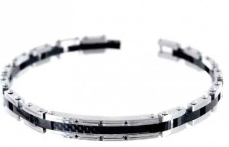 Bracciale Uomo con Targa e Spinelli Neri UHB059