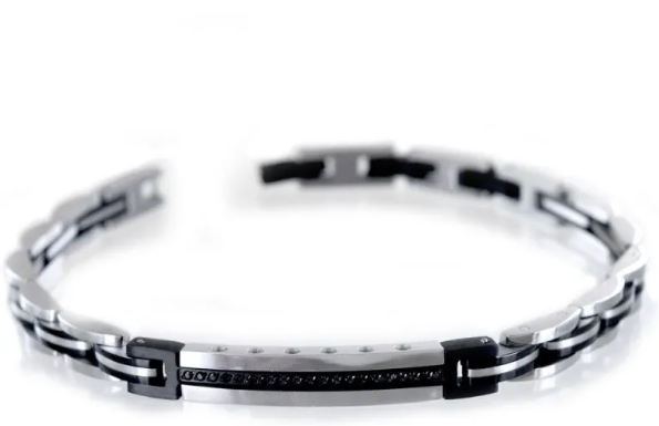 Pulsera Hi-Teck Acero y Negro Hombre UHB068