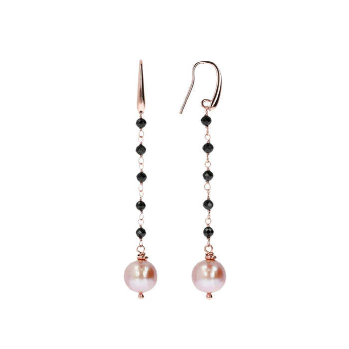 Pendientes Colgante Perla Rosa y Espinela WSBZ01176.BS-RPRL