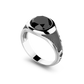 Anello Uomo in Argento con Pietra Nera EXA217