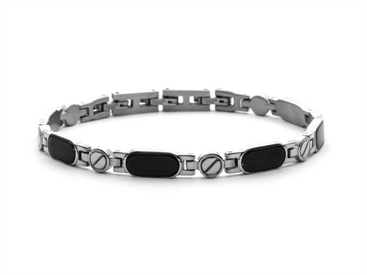 4US Pulsera de acero y negro para hombre 4UBR5632