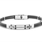 4US Pulsera de Hombre de Acero y Caucho Negro con Circonitas Negras 4UBR5657