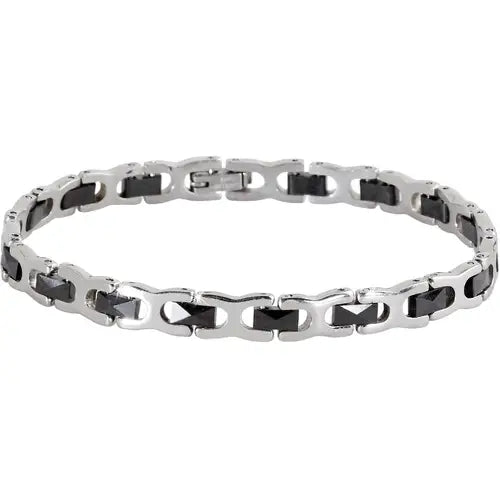 Pulsera Hombre Tipo Cadena Acero y Negro 231260