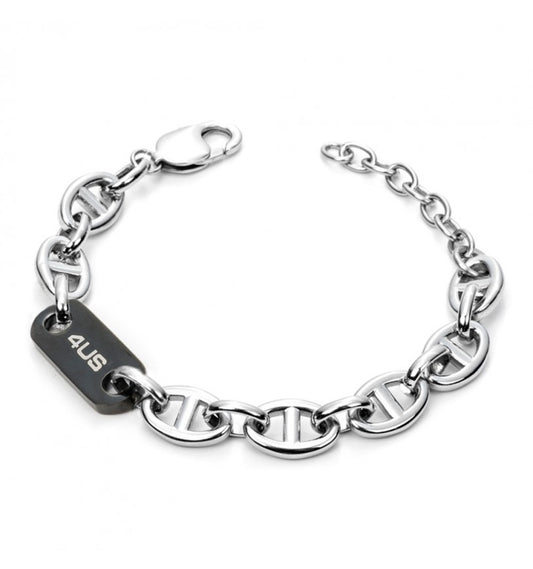 Pulsera 4US Hombre Acero y Cadena Negra 4UBR5144