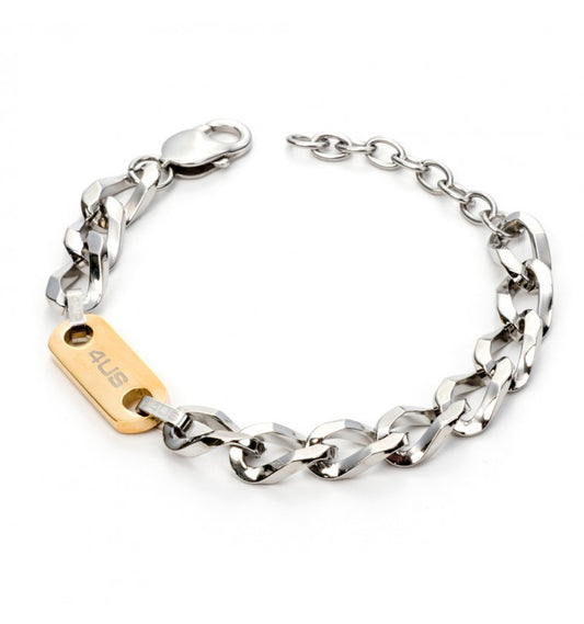 4US Pulsera Hombre Groumette Cadena Acero y Oro 4UBR5147