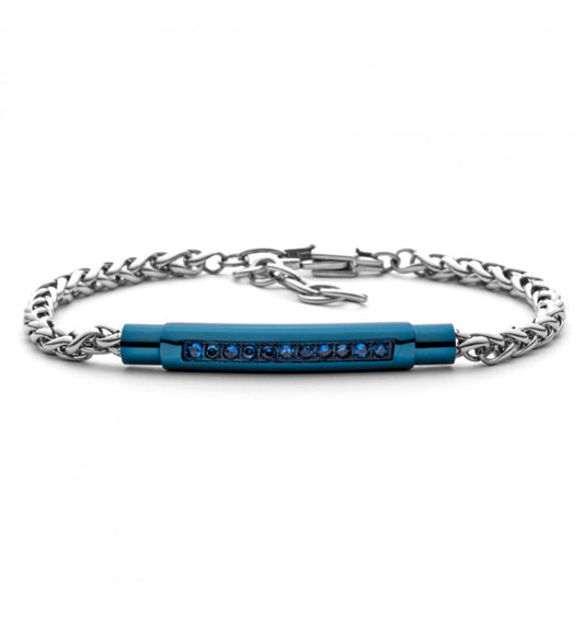 Pulsera de hombre 4US en acero y azul 4UBR5610