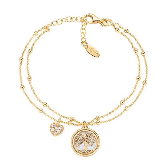 Pulsera Dorada con Árbol de la Vida y Corazón BR2ALCUG