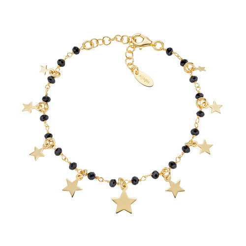 Bracciale Charm Dorato Elegance Cristalli Neri BRLAMSTGG