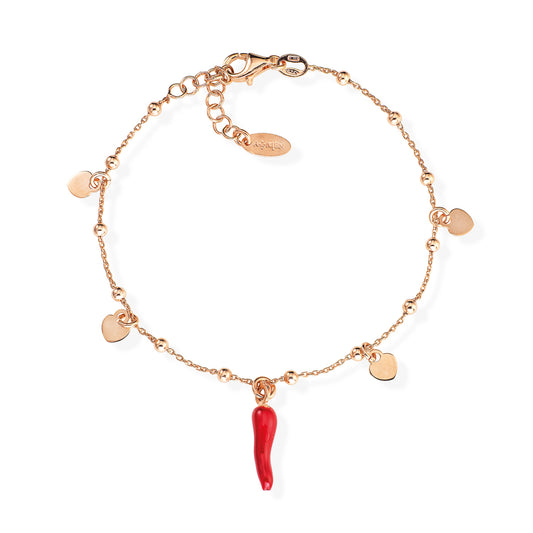Pulsera Corneta Roja Corazones BRCSHRR3
