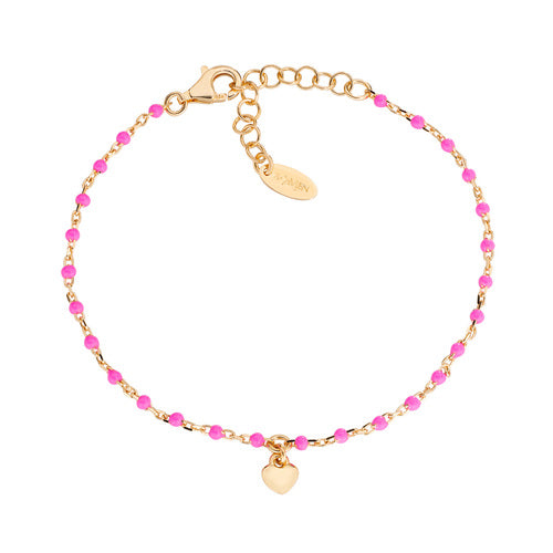 Bracciale Cuore Dorato e Rosa BRSMCUGF3