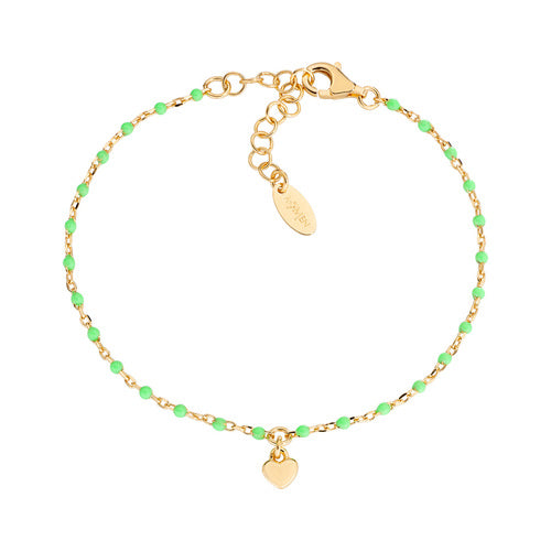 Bracciale Cuore Dorato con Smalto Verde BRSMCUGV3