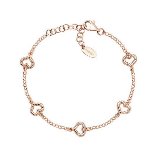 Pulsera Corazon Multiple Rosa Moleteada BRGOCUR1
