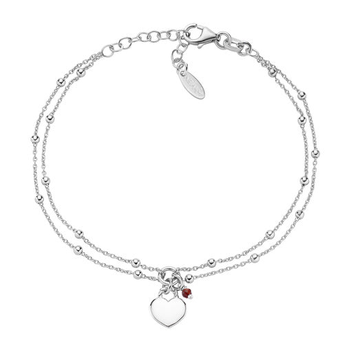 Pulsera Corazón Rodio y Rubí Cipollino BRANCUBR3