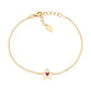 Pulsera Dorada con Estrella y Corazón en Circón Rojo BRSTHGRZ