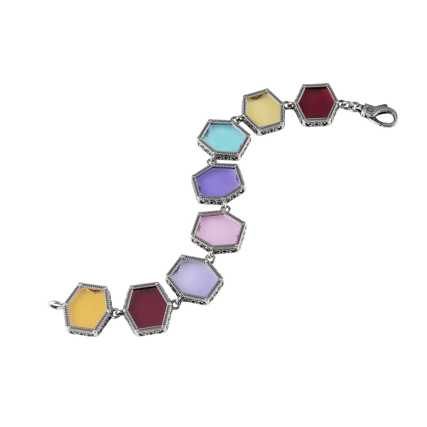 Pulsera en Plata y Piedras de Colores 28022