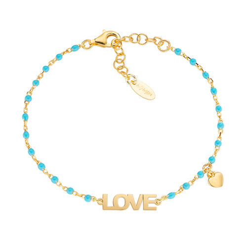 BRSMLOGT1 Pulsera Love Dorada y Azul