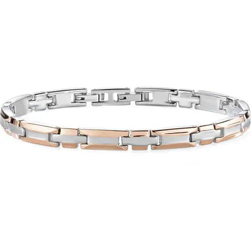 Bracciale Uomo Cross Silver e Pvd Rosato SKR38